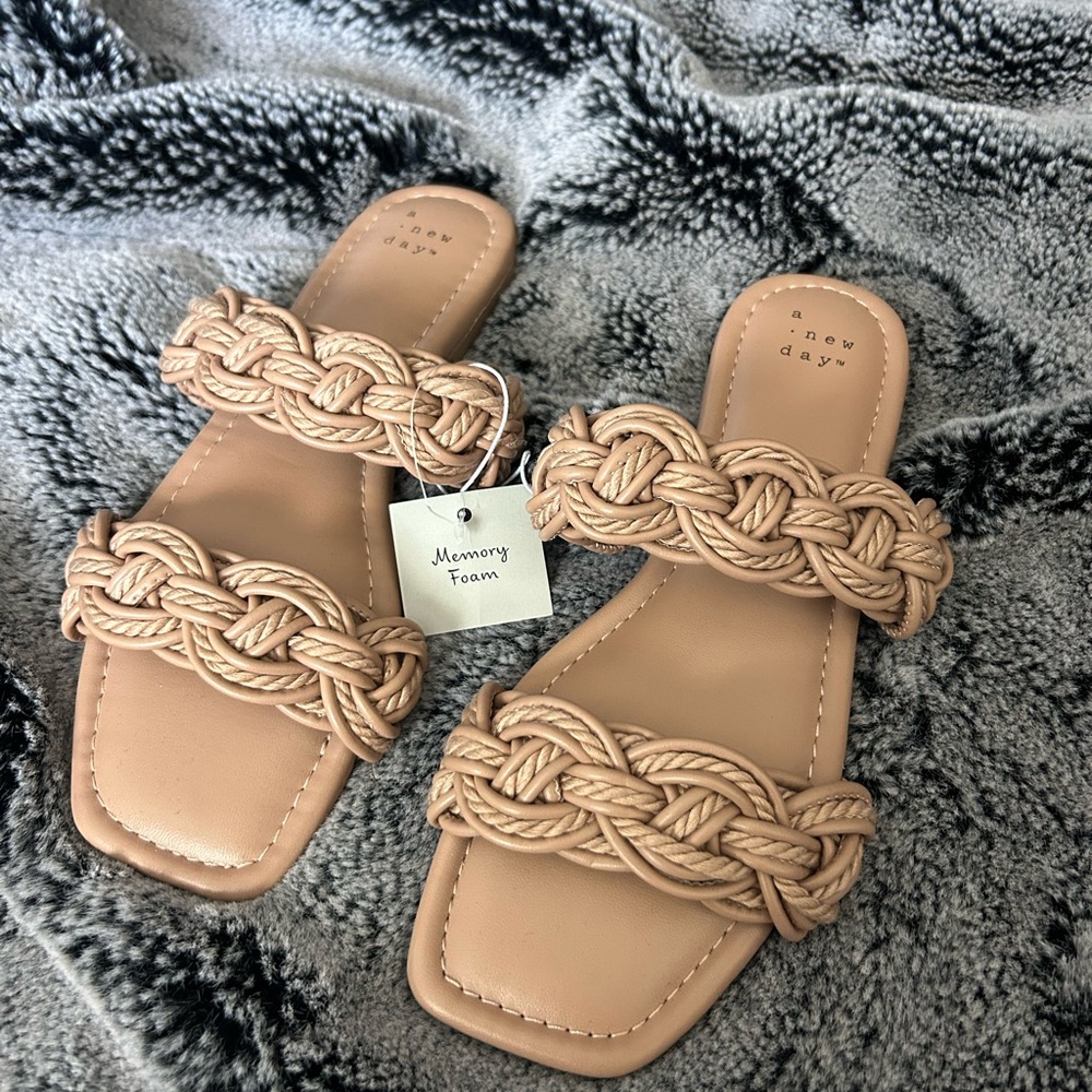 A NEW DAY TARGET MEMORY FOAM BRAIDED SANDALS IN TAN